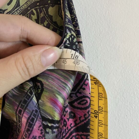 Natori Slip Dress Chemise Spaghetti Straps Purple Paisley Y2K Gyaru Midi Sz M - Picture 6 of 9